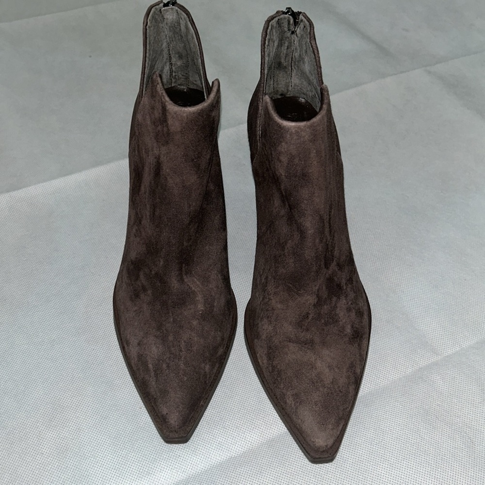 Vince Camuto brown heeled pointed boot Gigietta leather/suede - Picture 3 of 9